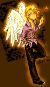 Alchem Sanji at age 16, with both wings and bloodline active, attempting to impress a girl.